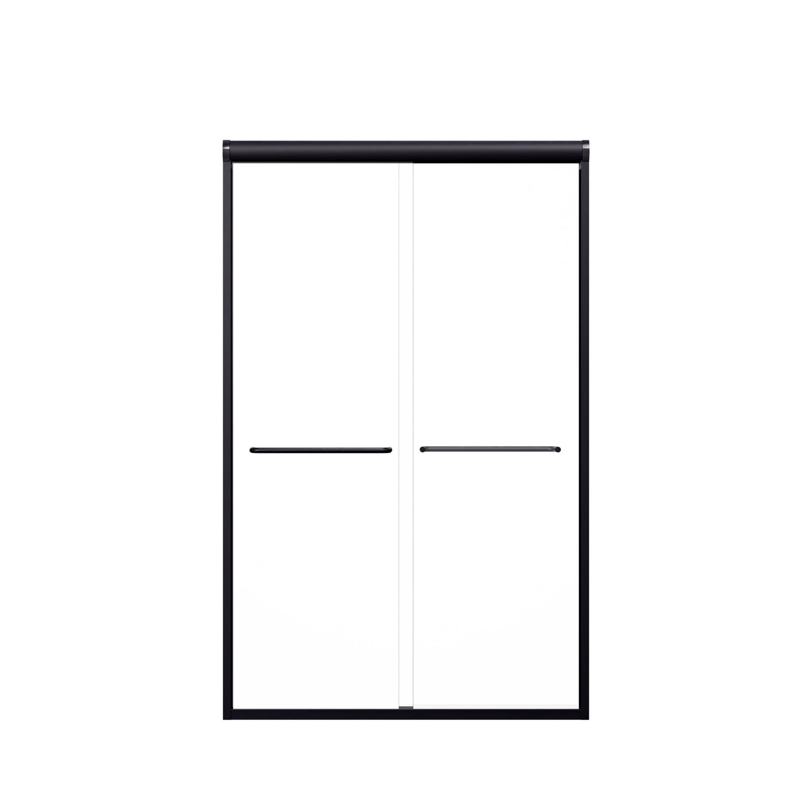 Hommoo 44"-48"W x 72"H Semi-Frameless Double Sliding Shower Door, Bypass Shower Door, 1/4" Thick SGCC Tempered Glass Door, Matte Black