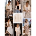 thumbnail image 5 of QUALFORT Women's 3/4 Sleeve Cropped Cardigan Sweater, Open Front Shrug, Beige, Size XXL, 5 of 7