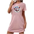 thumbnail image 2 of Camisón corto navideño para mujer, talla grande, cuello redondo, manga corta, estampado en el pecho, vestido de noche para mujer, 2 of 3