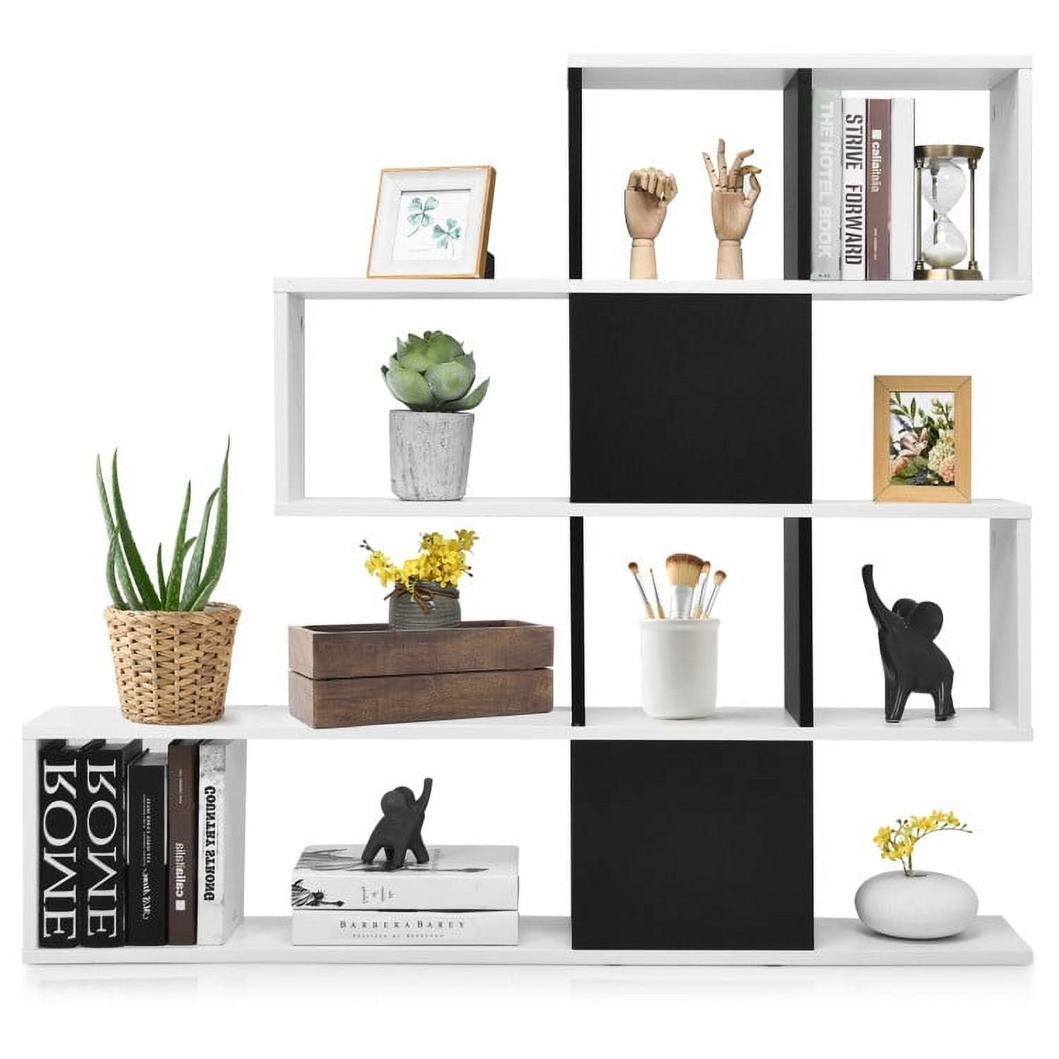 Demi Bonn 5-Tier Bookshelf with Storage Rack, Corner Ladder Bookcase, Black