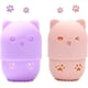 thumbnail image 1 of BR Juego de esponjas de maquillaje de silicona para gatos, incluye 2 piezas y soporte con forma de gato (rosa/púrpura), 1 of 5