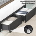 thumbnail image 7 of Full Size Bed Frame with Bookcase Headboard, Storage Drawers, LED Lights, and Charging Station, Velvet Upholstered Tufted Metal Platform Bed for Master Bedroom, Black, 7 of 7