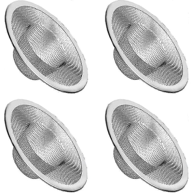 4pcs Heavy Duty Stainless Steel Slop Basket Filter Trap, 2.75" Top / 1" Mesh Metal Sink Strainer - PR