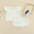 thumbnail image 2 of Newborn Baby Girl Summer Clothes Ribbed Sleeveless Top Elastic Short Pants 2Pcs Set White 3-6 Months, 2 of 8