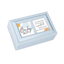 Cottage Garden Boy Imagined Pale Blue Rope Trim Petite Music Box Plays Brahms' Lullaby