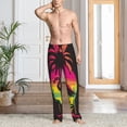 thumbnail image 2 of Sigee Flamingo And Palm Trees At Sunset print Men's Pajama Pants Lounge Sleep Bottoms with Elastic Waistband and Pockets-Large, 2 of 6