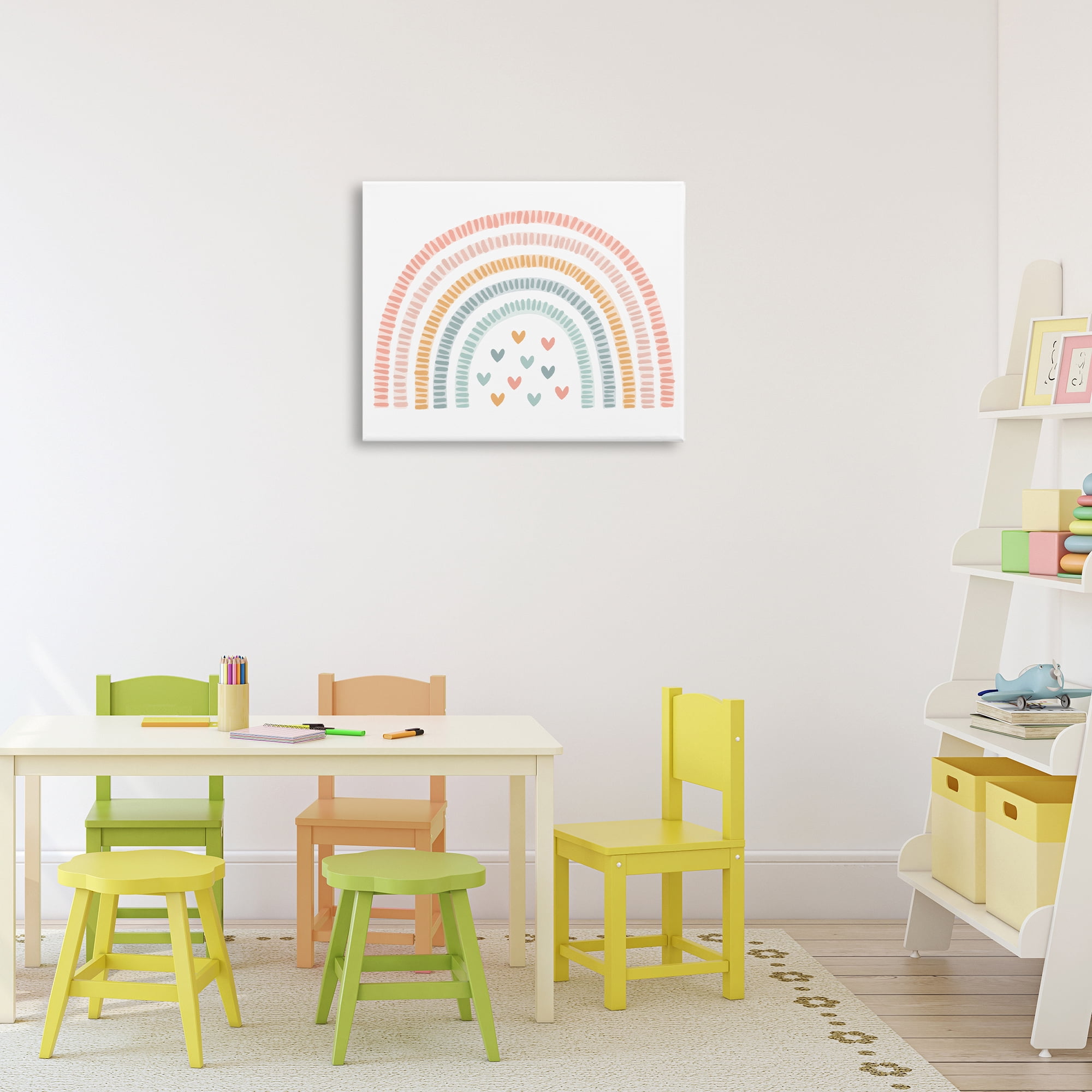 Stupell Industries Whimsical Pastel Rainbow with Hearts Canvas Wall Art, design by Lil' Rue