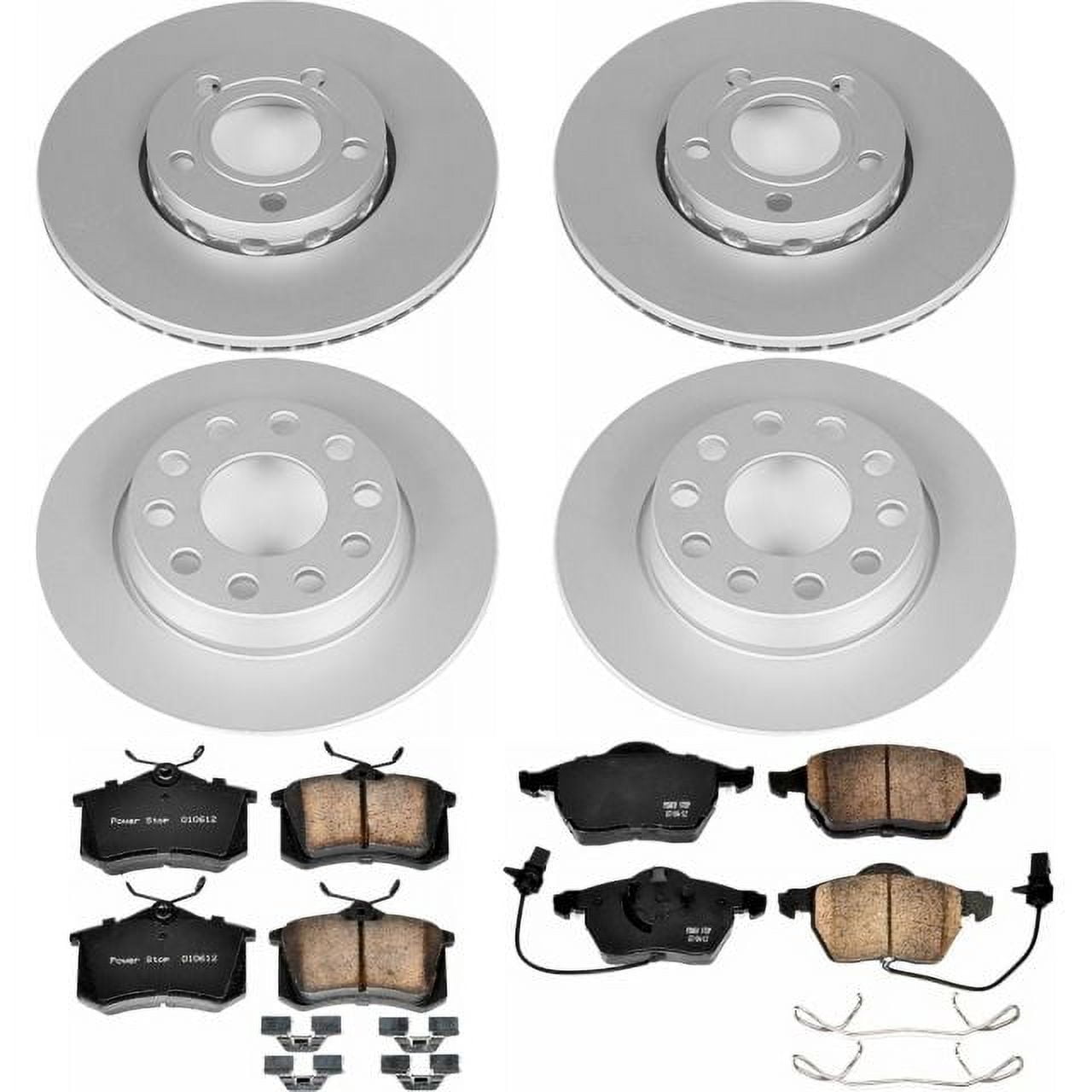 PowerStop Front and Rear Geomet Coated Brake Rotor and Pad Kit Fits: AUDI Select Models CRK7917