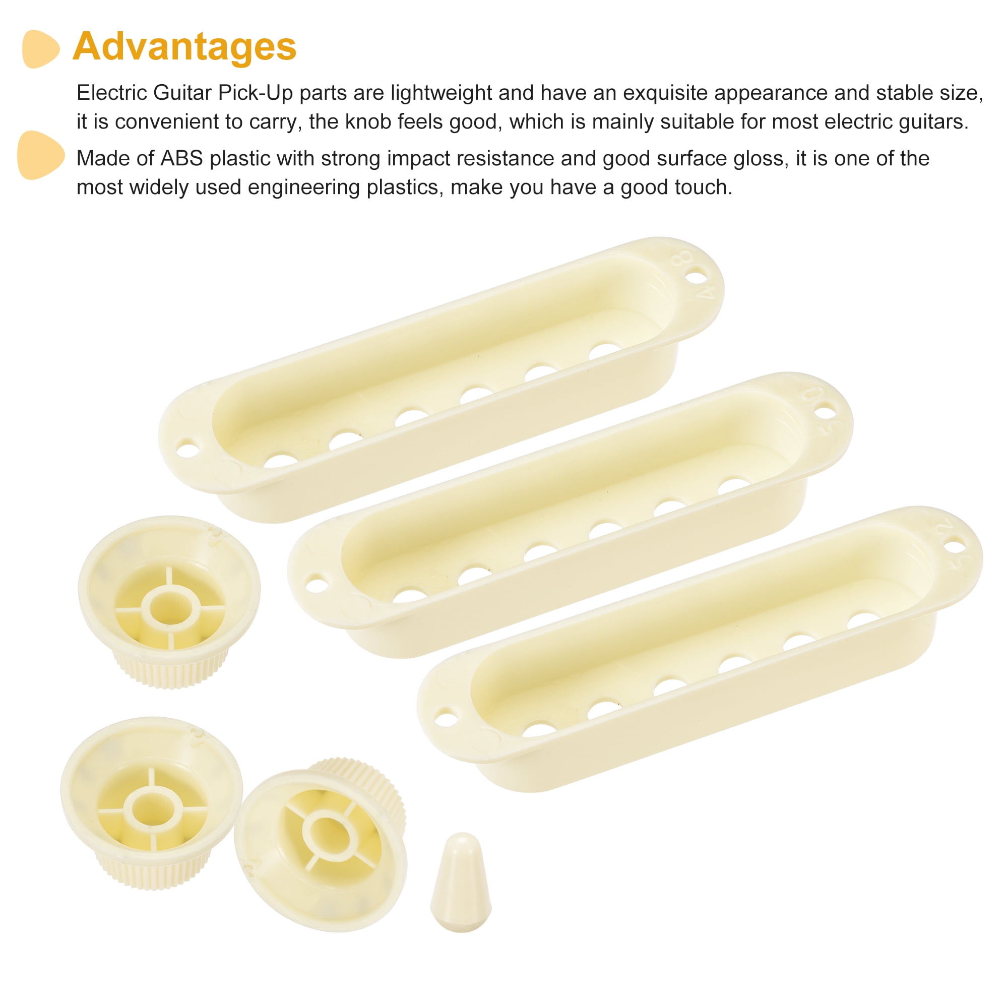 Unique Bargains  Pick Up Cover Single Coil Cover Switch Tip Volume and Tone Knobs Beige