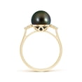thumbnail image 2 of ANGARA Tahitian Cultured Pearl Ring with Trio Diamonds in 14K Yellow Gold for Women | June Birthstone, Birthday, Anniversary, Jewelry Gift for Women | Pearl Ring, 2 of 8