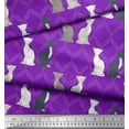thumbnail image 3 of Soimoi Purple Cotton Voile Fabric Quatrefoil Cat Animal Print Sewing Fabric BTY 58 Inch Wide, 3 of 3