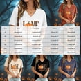 thumbnail image 3 of CAUYDY Women's Fall Halloween V Neck Shirt Lady Graphic Tee Short Sleeve Vintage Funny Family Party Matching Casual Holiday Tops Spooky Season Tee Orange Sizes 3XL, 3 of 5
