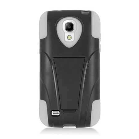 Plastic Dual Stand - Insten Hard Dual Layer Plastic Silicone Case with stand for Samsung Galaxy S4 Mini - Black/White