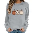 thumbnail image 3 of BiZtdJrK Womens Fall Crewneck Sweatshirts Pumpkin Printed Long Sleeve Casual Pullover Tops Loose Fit Lightweight Halloween Sweatshirt Gray S, 3 of 7