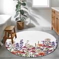 thumbnail image 3 of Round Rugs 3Ft, Spring Floral Round Area Rug Washable Indoor Throw Carpet, Watercolor Daisy Lily Lavender Plants Garden Small Non Slip Circle Rug for Bedroom Living Room Home Decor Aesthetic, 3 of 8