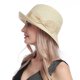 thumbnail image 1 of Sombrero de paja ajustable con lazo rizado de verano para mujer - Beige, 1 of 5