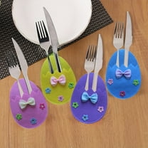 JingChun Easter Eggs Utensil Cutlery Pouch Bags Silverware Bag 7.6x5.5 Inch Utensil Sleeve for Knife forks Easter Table Decoration