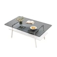 thumbnail image 4 of Smilegend Modern Rectangle Coffee Table with Tempered Glass Tabletop and White Metal Legs, Durable Construction and Sturdy Support, 4 of 8