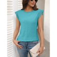 thumbnail image 3 of Blusa de Encaje con Cuello Alto para Mujer Talla S Azul Turquesa, 3 of 7