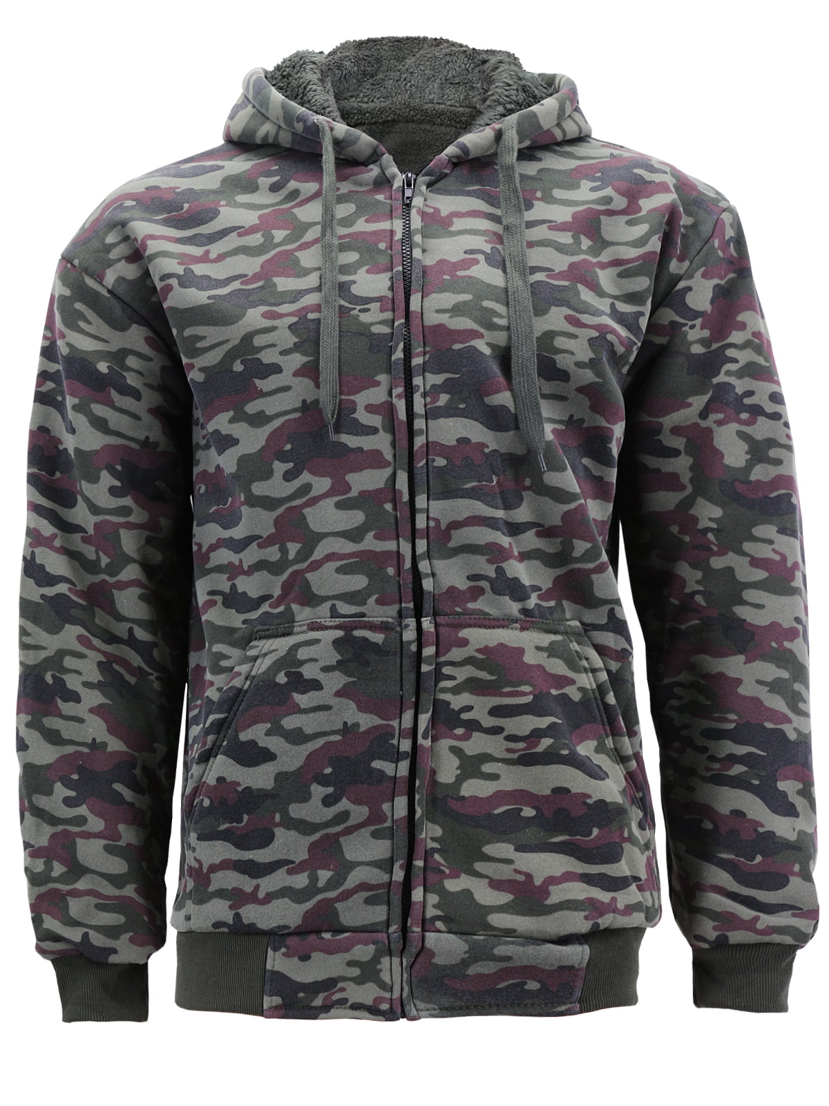 Men's Premium Athletic Soft Sherpa Lined Fleece Zip Up Hoodie Sweater Jacket (4026C - Green, 2XL)