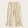 thumbnail image 2 of DHFJKG Girls Ribbed Knit Flare Pants With Bow Detail Solid Color Stretchy Trousers For Spring Fall Winter Elastic Waist Cozy Pants, 2 of 6