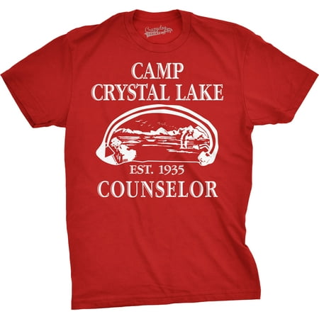 Mens Camp Crystal Lake T shirt Funny Shirts Camping Vintage Horror Novelty