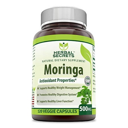 Herbal Secrets Moringa Dietary Supplement - 500 mg Moringa Oleifera Extract - 120 Vcaps Per Bottle- Supports Healthy Weight Management- Promotes Digestion and Liver (Best Herbal Medicine For Liver)