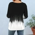 thumbnail image 4 of Uaswgudfs Women's V-Neck 3/4 Sleeve Top - Trendy Printed Casual Loose Fit T-Shirt, Women's V-Neck Tops Black 2XL, 4 of 6