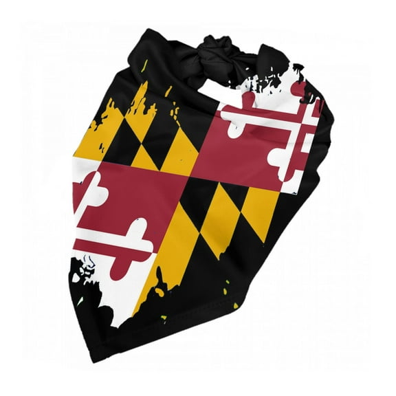 Maryland Flag Heart Dog Bandana Adjustable Dog Bib Scarf Handkerchief For Large Medium Small Dogs Cats Pets