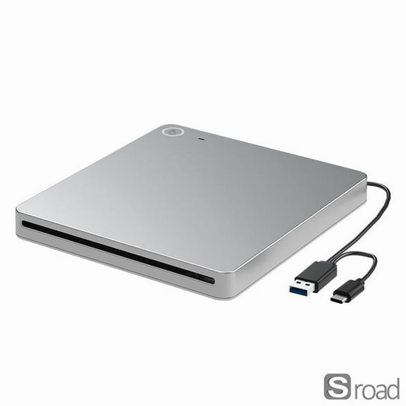 External DVD Drive, USB 3.0 & Type-C Portable CD/DVD  /- RW Burner Writer, Plug And Play Optical Drive For Laptop, PC, MacBook, Mac, Desktop, Support Reading/Burning/Copying​,Silver