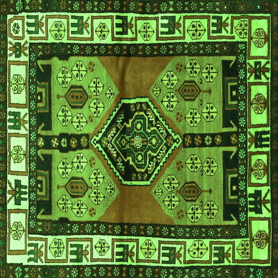 Ahgly Company Indoor Square Persian Green Traditional Area Rugs, 6' Square