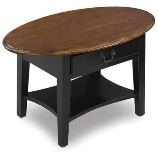 Leick Home Oval Coffee Table With Drawer In Black Com Oval Coffee Table With Drawer In Black, Small Oval Coffee Tables With Storage