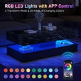 thumbnail image 6 of LED Coffee Table with 2 Storage Drawers, Modern High Gloss Black Coffee Table w/20 Colors LED Lights, 2 Tiers Rectangle Center Table for Living Room with Marbling Print, APP Control, Black, 6 of 7