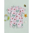thumbnail image 4 of Argulvti Toddler Girl Rash Guard Swimsuit Cherry/Bow Print Zipper Short Sleeve Zip Up Bathing Suit, 4 of 7