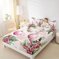 thumbnail image 4 of Manfei Rustic Christmas Flower Bed Sheets,Xmas Ball Berry King Sheets,Pink Green Sheet Set For Girls Kids,Ultra Soft Home Decor,4 Pieces, 4 of 7