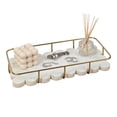thumbnail image 4 of happimess Monarch 12" x 6" Modern Industrial Metal/Marble Scalloped Base Vanity Tray, White/Gold, 4 of 5