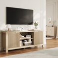 thumbnail image 2 of 59" Fluted TV Stand for TVs Up to 65 Inches, Mid Century Modern Media Console with Storage Cabinets & Open Shelves, Wood Entertainment Center for Living Room, 2 of 7