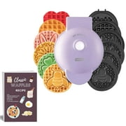 Dash Mini Waffle Maker with 7 Removable Plates.  Spring and Summer Holidays. Purple Waffle maker. Includes Storage Container.