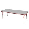 24in x 72in Rectangle Everyday T-Mold Adjustable Activity Table Grey/Red - Standard Ball with Six 12in Stack Chairs Red - Ball Glide