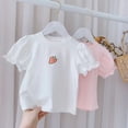 thumbnail image 4 of XIMIN Toddler Baby Girls New Shirts Puff Short Sleeve Strawberry Prints T-Shirt for Kids Soft Cotton Tees Clothes Summer Dance Tops (3-4 Years, White), 4 of 4