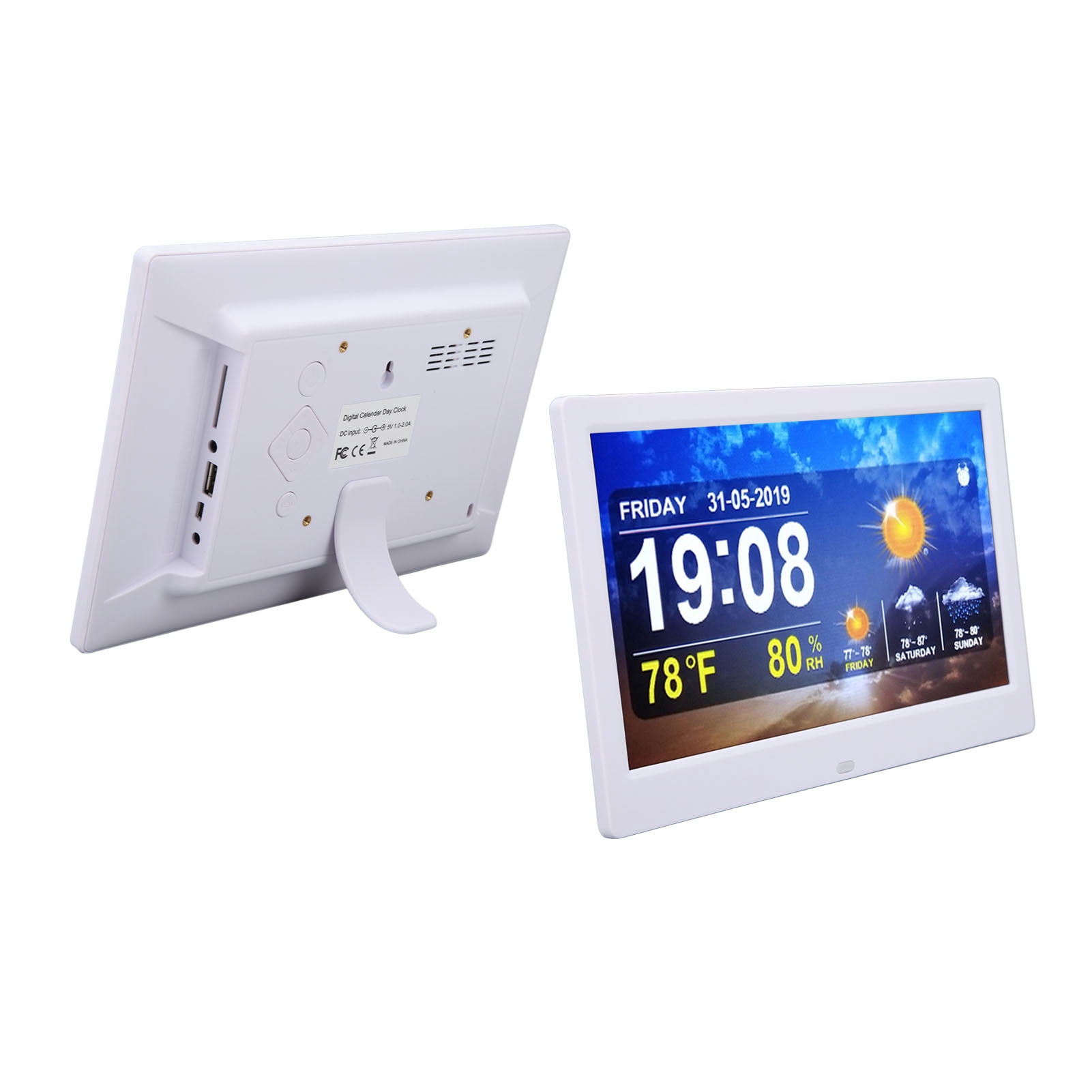 Digital Weather Clock With 10 Inch Large Screen Display, Calendar Alarm Day Clock  With Automatic Dimming Background Music Or Videos Customization Best Clock For Seniors