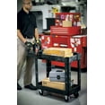 thumbnail image 4 of Rubbermaid Commercial Products 2-Shelf Utility/Service Cart, Small, Lipped Shelves, Ergonomic Handle, 500 lbs. Capacity, for Warehouse/Garage/Cleaning/Manufacturing FG450088BLA, 4 of 14