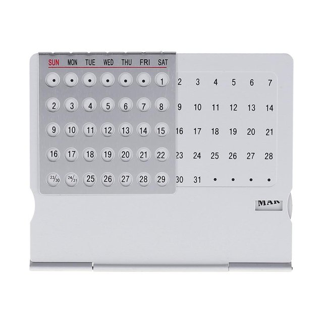 Calendario De Escritorio Calendario de montaje de aleación de aluminio duradero plateado plegable para suministros de oficina