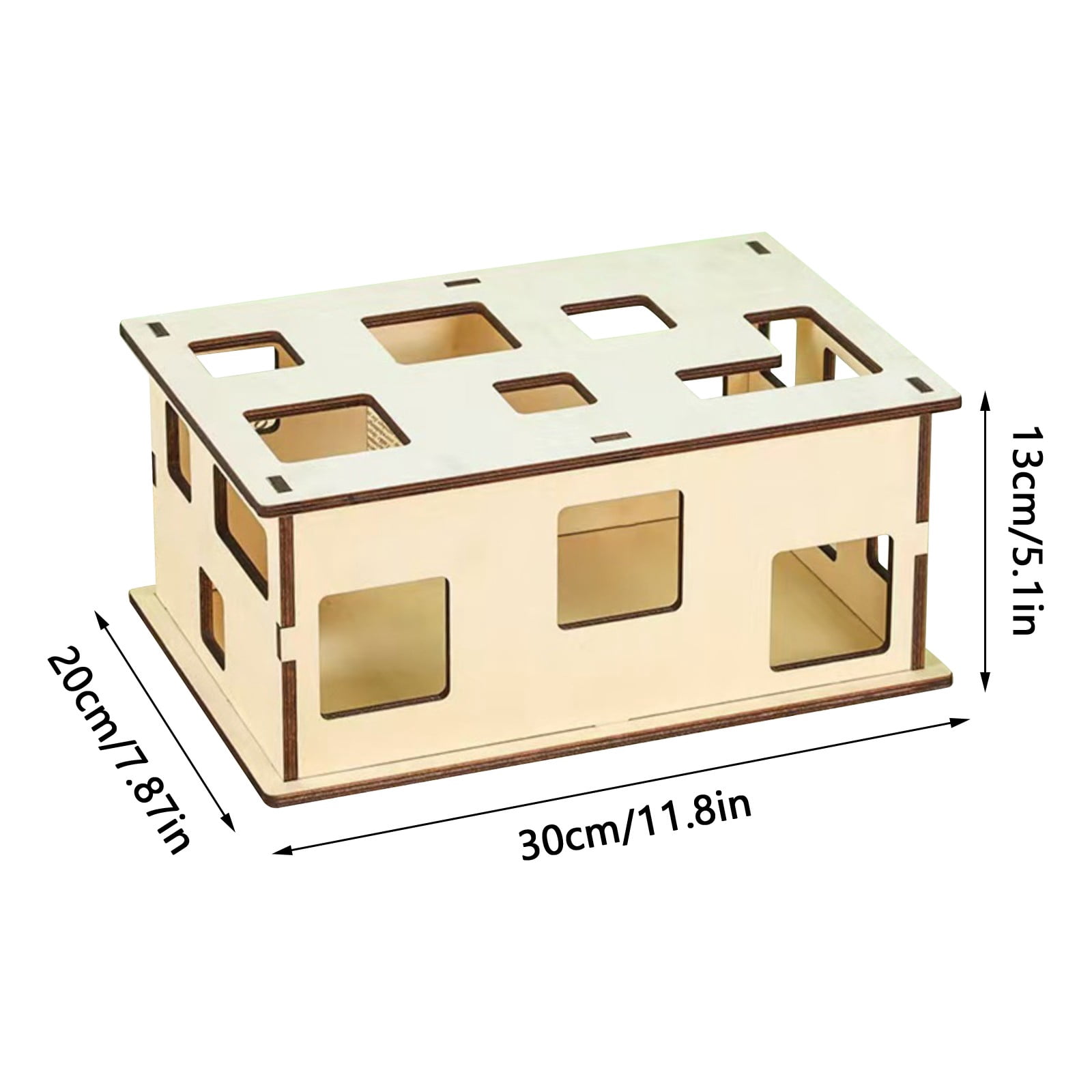 Cat Puzzle Toys Wooden Maze Box for Indoor Cats，Interactive Smart Brain Trainer with Hide and Seek Ball Game，Mental Enrichment Toys to Reduce Boredom，Natural Wood，Wood Color