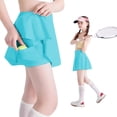 thumbnail image 2 of Krdevn Girls Tennis Skirt with Built In Shorts and Ball Pocket Elastic Waist Athletic Skort,5-6 Years, 2 of 5