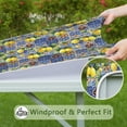 thumbnail image 6 of Yellow Lemon Fruit Clusters Blue Pattern Square Fitted Tablecloth with Elastic Edge,Square Table Cover,Washable Elastic Table Cover for Home Kitchen Party Decor 36"x36", 6 of 6