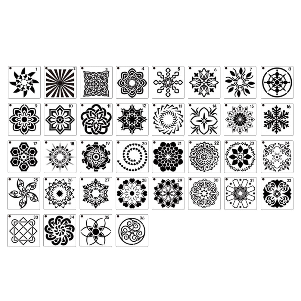 8 Pieces Flowers and Plants Border Stencils Templates Used for Painting on Wooden Canvas Home Decoration Painting Template Set DIY Crafts Reusable Mandala Flower Templates