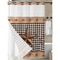 thumbnail image 3 of No Hook Shower Curtain with Snap-in Liner, Vintage Texas Star Brown Waterproof Fabric Bathroom Curtains, Black Plaid Berry Farmhouse Bath Curtains & Mesh Top Window Stall 48"x72", 3 of 9