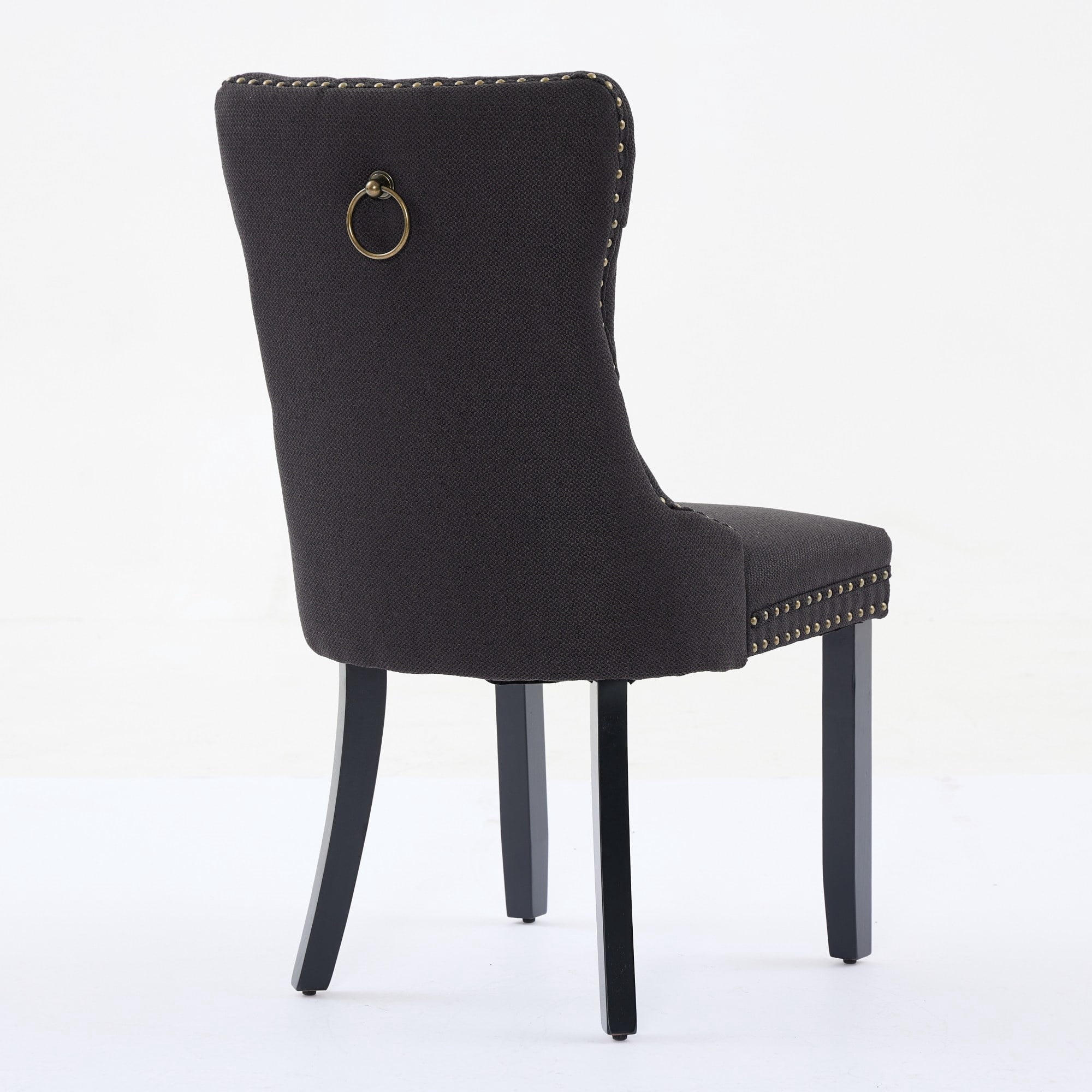 Miniyam Dining Chair Set of 2, High-end Tufted Contemporary Flax Upholstered, Black