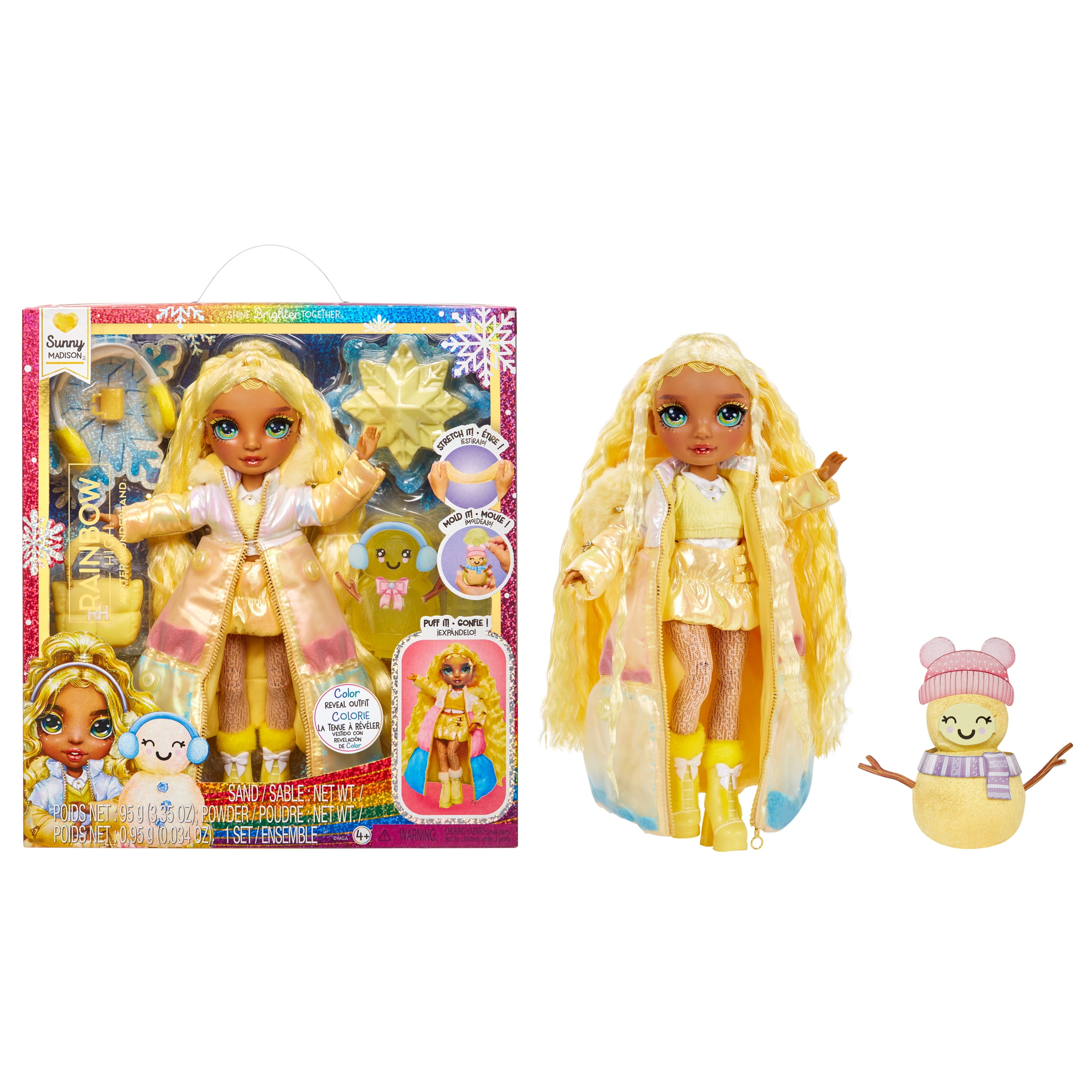 Rainbow High Winter Wonderland Sunny - Yellow 11” Fashion Doll with Magic Snow, Kids Toy Gift Ages 4+